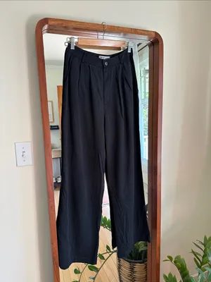 Reformation Mason Pant Black Wide Leg Trouser Size 4 thumbnail 2