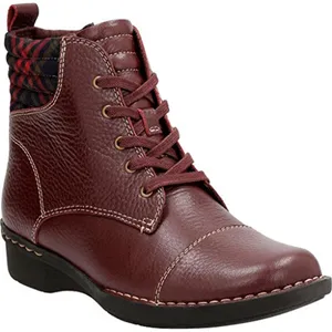 Clark's‎ Whistle Bea Leather Ankle Boots Lace Up Side Zip Plaid Size 10 A43 thumbnail 1