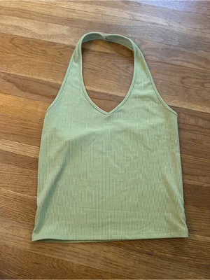 American Eagle Women’s Green Ribbed Halter Tank Top thumbnail 3