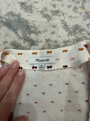 Madewell Ruffle-Hem Wrap Top in Clipdot White Multi 100% Cotton XS thumbnail 4