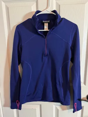 Patagonia Deep Purple Navy Half-Zip Pullover with Pink Trim XS thumbnail 1