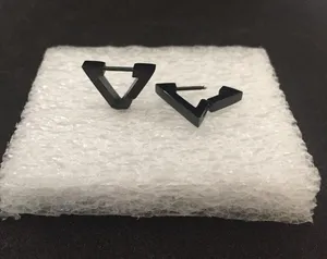 Handmade Black Triangle Stainless Steel Earrings thumbnail 2