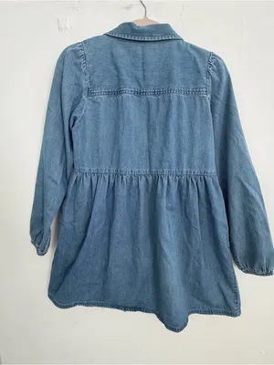 NEW American Eagle Denim Babydoll Dress SMALL Long Sleeve Button Down Blue Jean thumbnail 3
