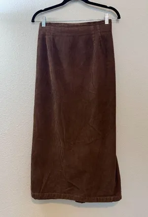 Women Vintage 90s Long Brown Corduroy Skirt thumbnail 1
