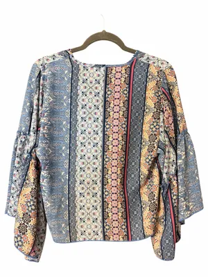 Lavender Field Boho Tie-Front Bell Sleeve Blouse thumbnail 2