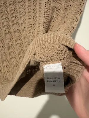 Frazzle Open-Knit‎ Sleeveless Sweater tan size small thumbnail 4