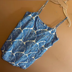Abercrombie & Fitch XL Linen Skort Dress Blue Palm Pattern thumbnail 3