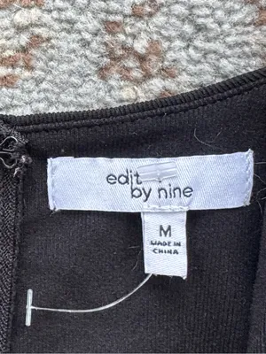 Edit by Nine Square Neck Zip Back Crop Top Black Medium thumbnail 2
