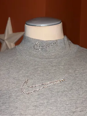 Nike rhinestone Gray Cropped Long-Sleeve Mock Neck Top thumbnail 2