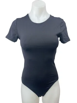 Aritzia Contour Women's Black Short Sleeve Round T Shirt Tee Bodysuit Top Size S thumbnail 1