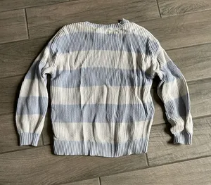 Hollister Wide-Striped Crewneck Sweater in Light Blue & Cream thumbnail 1