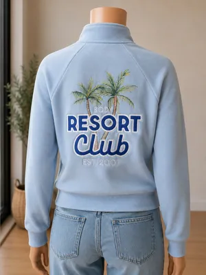Cotton On Body Resort Club Light Blue Embroidered Sweatshirt S thumbnail 1