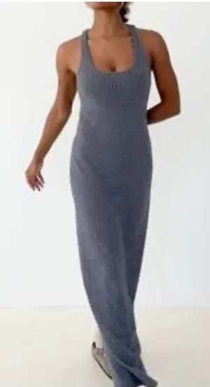 Anthropologie NWT Rumored Women Medium Smoke Heather Lakeville Knit Maxi Dress thumbnail 1