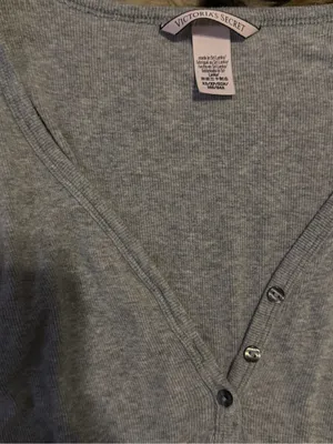 Victoria's Secret Light Gray Long Sleeve Henley Top thumbnail 2