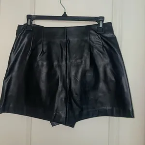 ZARA Faux Leather Skort in Black thumbnail 2