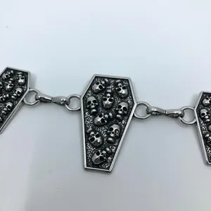 Women's Silver Coffin Skull Chain Belt Body Chain, Fits 14-43 Inches, X7G9A1393 thumbnail 6