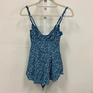 Princess Polly Blue Floral Cutout Back Tie Romper Braided Straps Cottagecore thumbnail 2