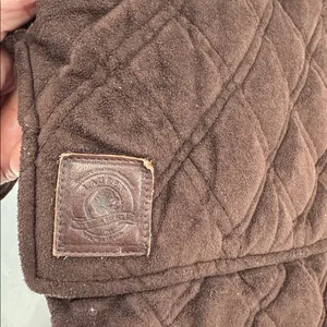 brown faux suede quilted barn jacket Lauren Ralph Lauren equestrian buttons XL thumbnail 10