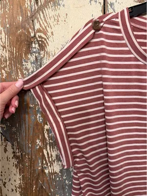 Bloomchic Red and White Striped Short Sleeve Tee size 12 NWOT thumbnail 3