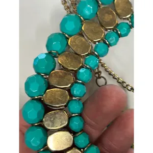 Vintage Gold Chain Turquoise & Yellow Gemstone Statement Necklace thumbnail 6