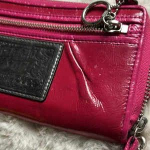 Coach Poppy Pink Leather Wristlet thumbnail 16