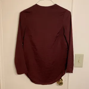 H&M Burgundy long sleeve blouse thumbnail 3