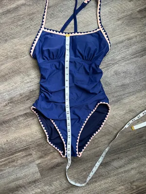 Eomenie Blue One Piece Womens Bathing Suit, NWT size Small 🔴 thumbnail 4