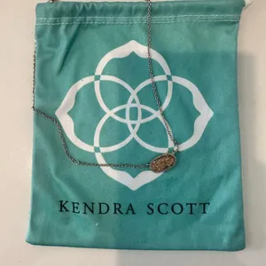 Kendra Scott Elisa Necklace Copper Rose Gold Drusy Pendant Gold Chain thumbnail 8