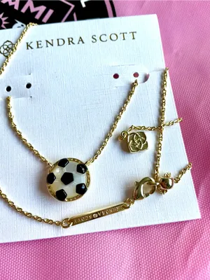 Kendra Scott Gold Soccer Pendant Necklace - Black & White thumbnail 4