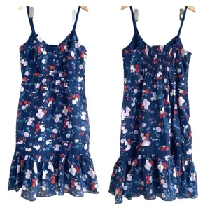 American Eagle Floral Mini Sundress Size 6 Lined Smocked Bodycon‎ Ruffle Hem thumbnail 2