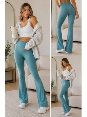 Shein XS Flare Leg Aqua Blue Leggings – Size 2 (b1) thumbnail 2