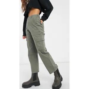 Hollister Sz L Ultra High Rise Cropped Wide Cargo Jean Streetwear Casual Utility thumbnail 4