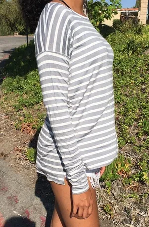 Aeropostale Gray and white striped long sleeve top thumbnail 3
