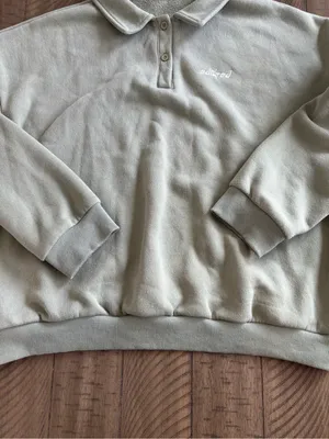 Edikted Women's Polo Collar Fleece Sweatshirt in Light Olive thumbnail 5