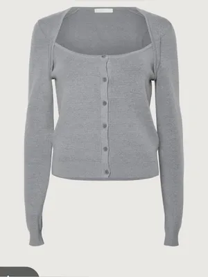 Oak Fort BUTTON FRONT SQUARE NECK SWEATER size medium minimalist Gray thumbnail 1