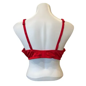VICTORIA’S SECRET Dream Angels Wicked Satin Peek A Boo Cup Bra Red Crystal XL thumbnail 8