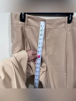 Vince Seam Front Trouser Wide Leg Camel Brown Khaki Size 14 thumbnail 7