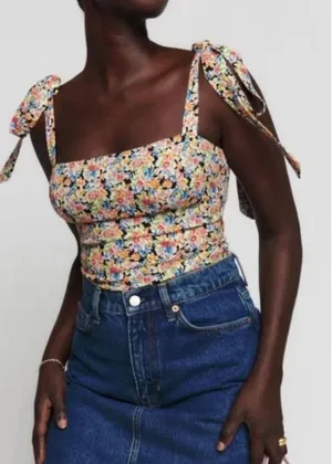 Reformation‎ | Ellora Floral Tie Strap Tank Trix Print | Sz 8 thumbnail 1