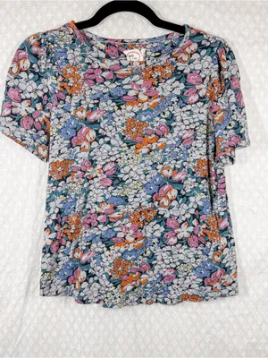 Anthropologie Conversations Floral Short Sleeve Modal Cotton Top thumbnail 2