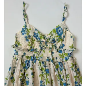 Band of the Free Floral Ruffle Maxi Dress Egret‎ Palace Blue XS B50326 Boho thumbnail 4
