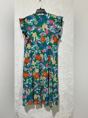 Pretty Garden Floral Cap Sleeve V neck flowy Midi Dress Size XXL new with tags thumbnail 3