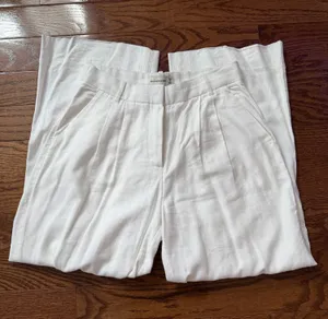 Abercrombie White Linen Pants Blend Tailored thumbnail 1