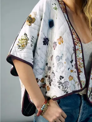 Anthro | BLANK‎ NYC Floral Quilted Kimono thumbnail 1