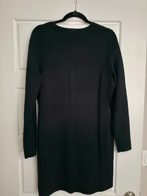 Abercrombie & Fitch Black Long-Sleeve Square-Neck Zip-Front Dress thumbnail 2