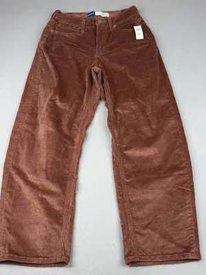 Old Navy Womens 2 Mauve Corduroy Barrel Ankle Pants High Rise Stretch NWT thumbnail 1