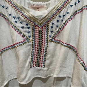 LF Native Rose Boho Tribal Embroidered Layered Blouse Tank Top White Size 10 thumbnail 3