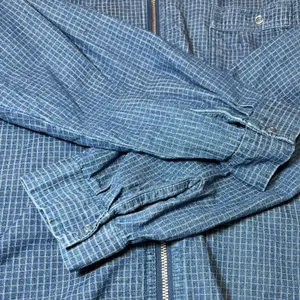 Vintage Womens Size 22/24W Denim Blue Plaid Zipper Front Shirt‎ Jacket 90s Boho thumbnail 10