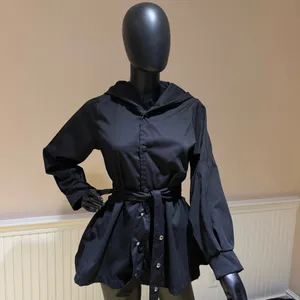 Drop Shoulder Jacket Coat Trench Cardigan Blouse Loose Slim Waist Bomber Top thumbnail 2