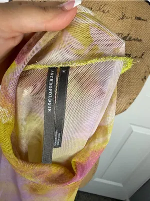 Anthropologie Mesh Mock Neck Floral Print Top Size M Sheer Stretch thumbnail 5