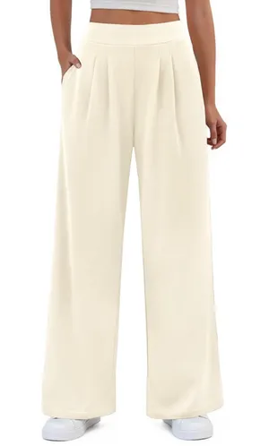 Women's Wide Leg Pants Elastic High Waist Casual Palazzo Pants Trousers with Pockets thumbnail 1